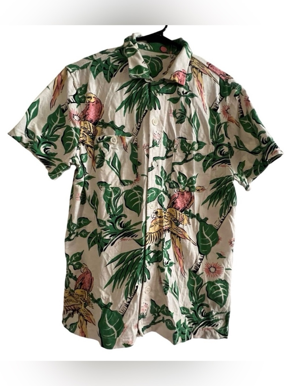 J. Crew Tropical Parrot Print Short-Sleeve Button-Down - Size Small